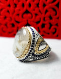 Yemeni agate silver ring-Handmade-VIP 103-Size 10-unisex-خاتم فضة عقيق يمني صناعة يدوية-للجنسين- (مقاس10)