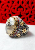 Yemeni agate silver ring-Handmade-VIP 105-Size 9-unisex-خاتم فضة عقيق يمني صناعة يدوية-للجنسين- (مقاس9)