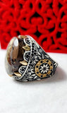 Yemeni agate silver ring-Handmade-VIP 121-Size 9.0-unisex-خاتم فضة عقيق يمني صناعة يدوية-للجنسين- (مقاس 9.0)