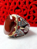 Yemeni agate silver ring-Handmade-VIP 124-Size 9.0-unisex-خاتم فضة عقيق يمني صناعة يدوية-للجنسين- (مقاس 9.0)