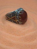 Yemeni agate silver ring-Handmade-VIP 131-Size 9.5-unisex-خاتم فضة عقيق يمني صناعة يدوية-للجنسين- (مقاس 9.5)