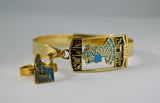 Cleopatra set-bracelet and ring colored with blue  طقم سوار وخاتم كليوبترا مزين باللون الأزرق