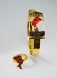 Nefertiti set-bracelet and ring colored with red  طقم سوار وخاتم نفرتيتي مزين باللون الأحمر - ShebaEU - متجر سبأ